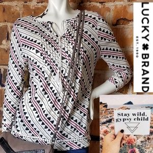 LAST ONE! New W/Tags Lucky Brand "Rhythm" Top Aztec Tribal Oversized Med